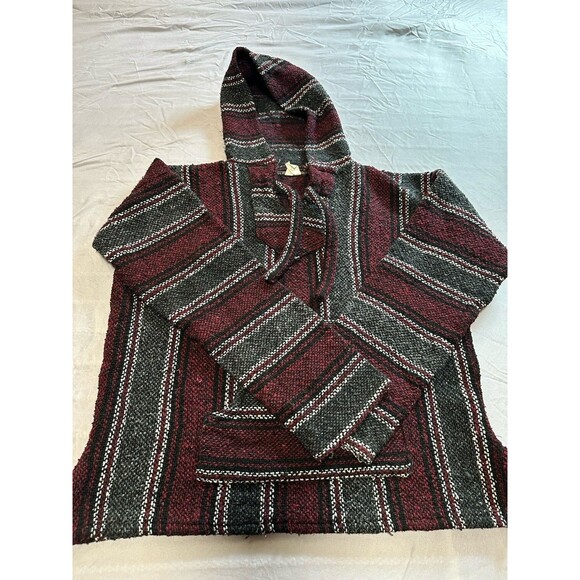 Authentic Earth Ragz Baja "drug rug" hoodie, a classic hippie poncho S/M - Picture 7 of 9